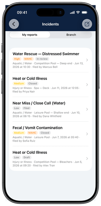 An incident report being filed on iPhone